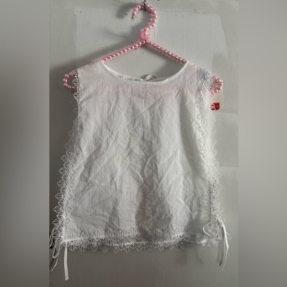 Primark White Lace Trim Blouse
